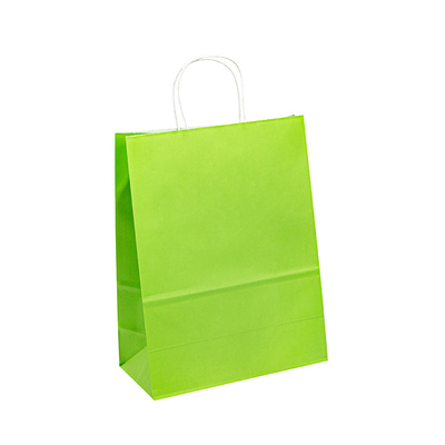 ODM Logo Printed Paper T Shirt Bags Matt Green With Twisted Rope Handle