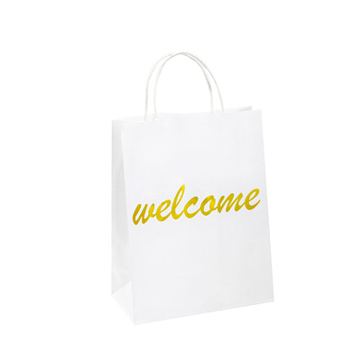 Customized Gold Stamp Shopping Kraft Paper Packaging Bag With personal Logo