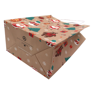 Brown T Shirt Uncoated Paper Bags Eco Friendly With Paper Twist Rope