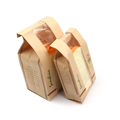 Brown Bread Kraft Paper Packing Bags With Window FCS SGS FDA Certified
