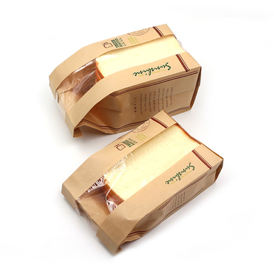 Sandwich Toast Paper Bag , Sustainable Kraft Bakery Bags With Window
