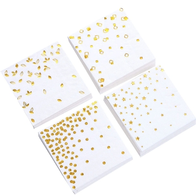 Gold Foil Custom Printed Paper Napkins Compostable For Wedding Party