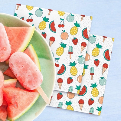 CMYK Pantone Printing Logo Paper Napkins , Compostable Tissue Napkin Serviette