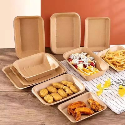 Oil Proof Eco Disposable Plates , Waterproof Paper Tray Plates For Picnic