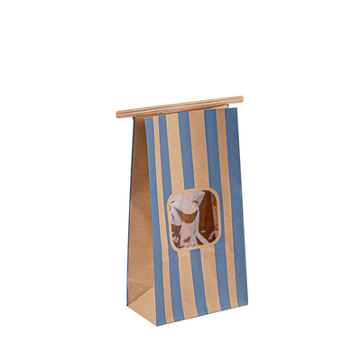 Recyclable Kraft Merchandise Bags , Tin Tie Flat Bottom Kraft Paper Food Bags