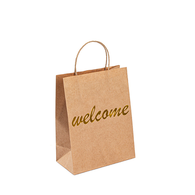 Customized Twisted Handle Kraft Paper Bags Eco Friendly With 10kg Carry Weight