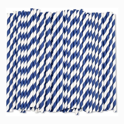 Striped Pattern Paper Drinking Straws Disposable Recyclable For Party