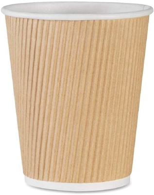 12oz Double Wall Coffee Cup Disposable PLA Coating With Lids FSC FDA Certified