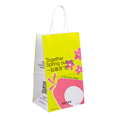 Takeaway Handle Paper Bags With Art File PDF Acceptance Thickness 100gsm-200gsm